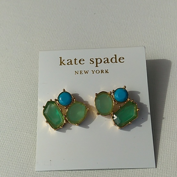 🆕 NWT Kate Spade 14K GF Turquoise Green Stone - Picture 3 of 8